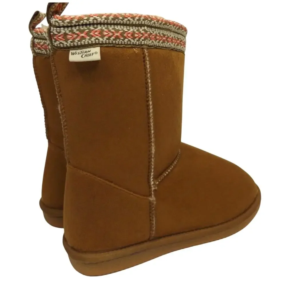 Western Chief Pawnee Mid Calf Boots 8 NWT Tan Ankle Booties Vegan Suede Faux Fur